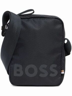 Boss Black Textured Crossbody Messenger Bag for Men